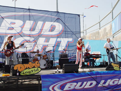 Monica Salci singing on Bud Light Stage at World Cup Soccer.