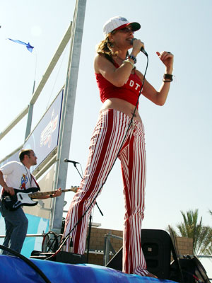 Monica Salci singing at World Cup Soccer.