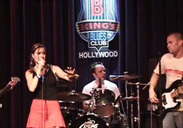 Monica Salci singing at BB King's Blues Club in Hollywood.